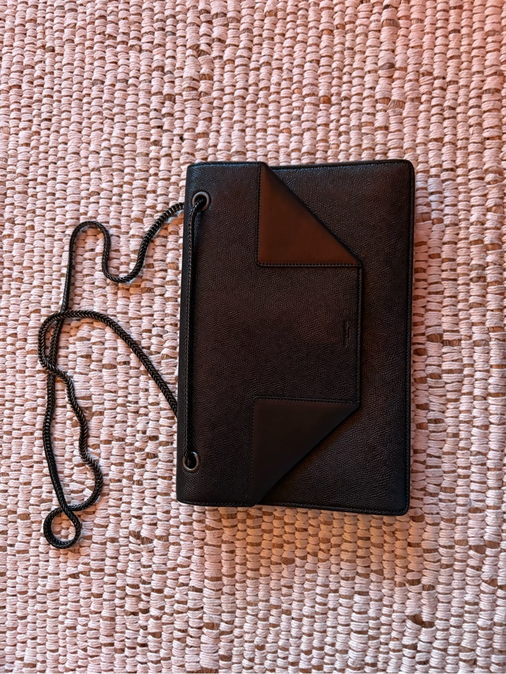 Saint Laurent Black Leather Envelope Clutch with Magnetic Flap